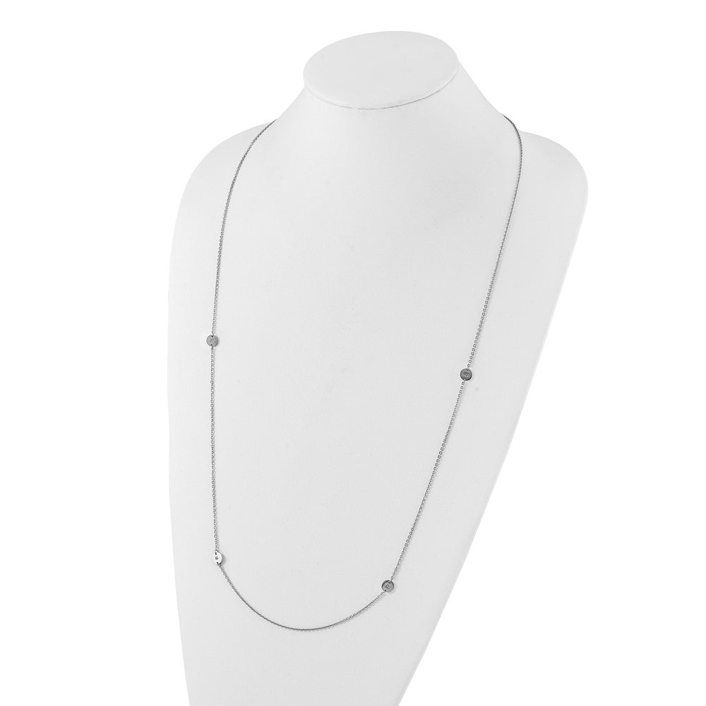Stainless Steel Polished Circles With Cz Necklace
