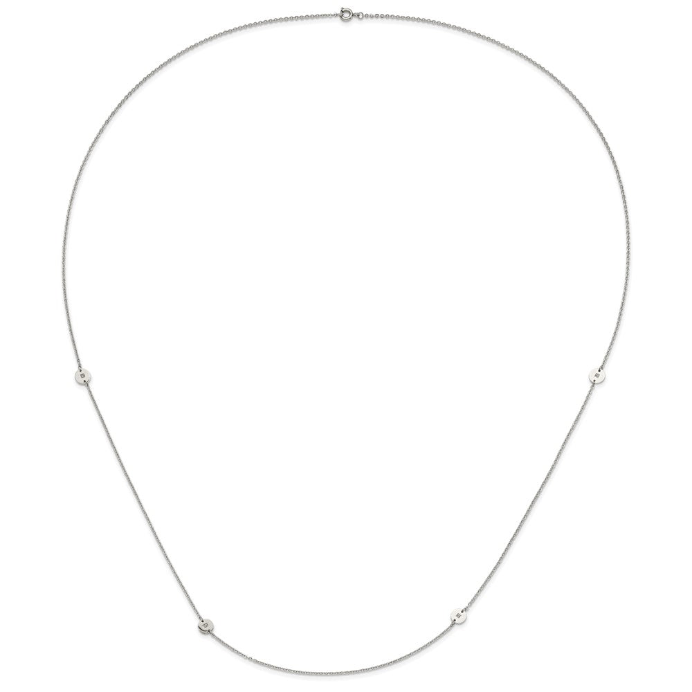 Stainless Steel Polished Circles With Cz Necklace