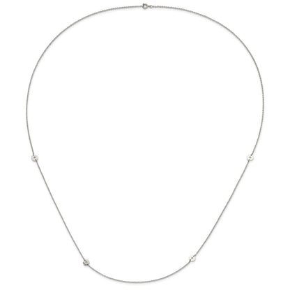 Stainless Steel Polished Circles With Cz Necklace