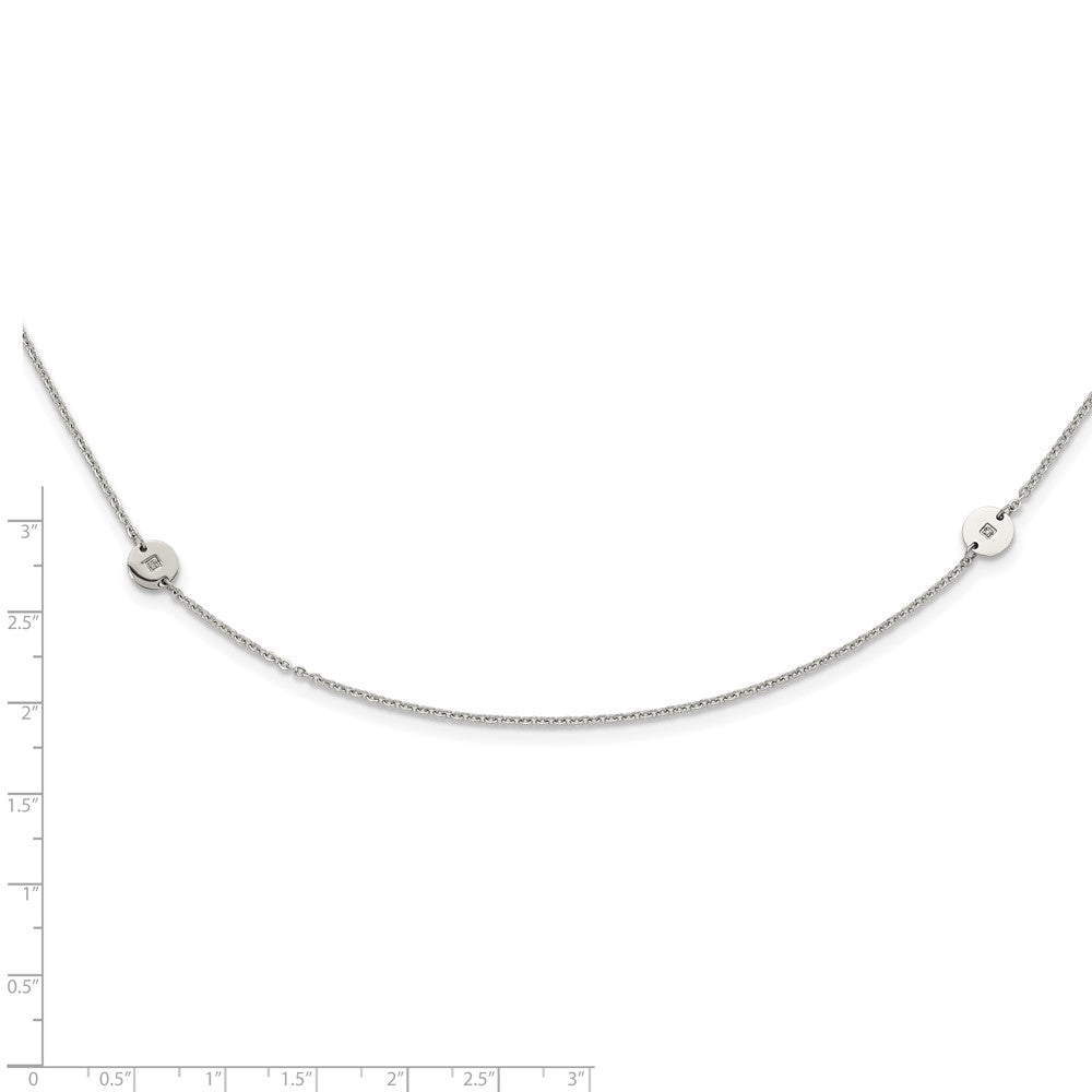 Stainless Steel Polished Circles With Cz Necklace
