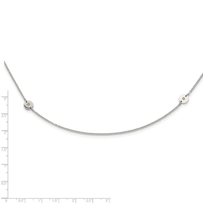 Stainless Steel Polished Circles With Cz Necklace