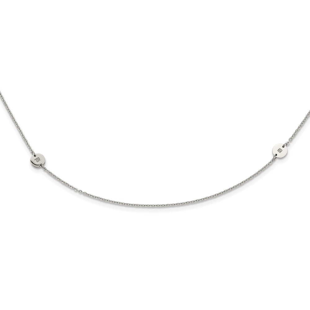 Stainless Steel Polished Circles With Cz Necklace