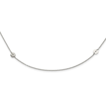 Stainless Steel Polished Circles With Cz Necklace