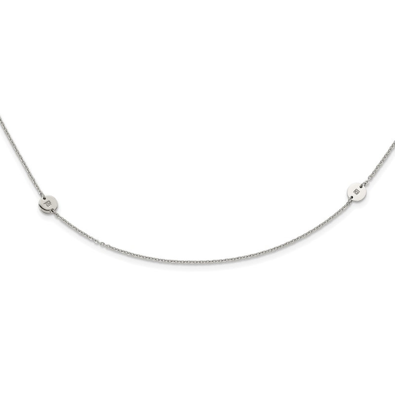 Stainless Steel Polished Circles With Cz Necklace
