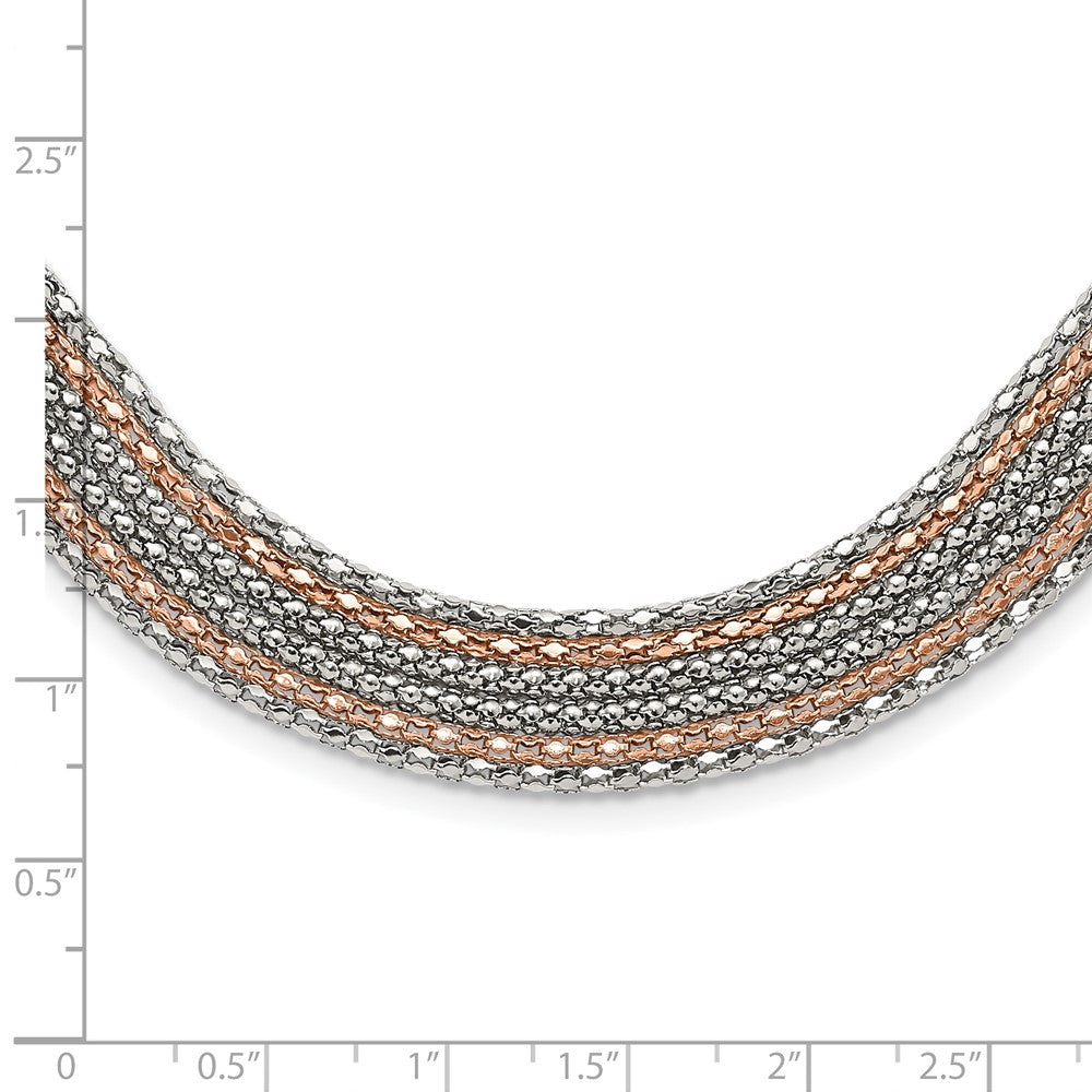 Stainless Steel Polished Rose Ip-Plated 6 Strand Necklace