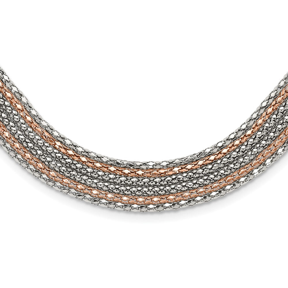 Stainless Steel Polished Rose Ip-Plated 6 Strand Necklace