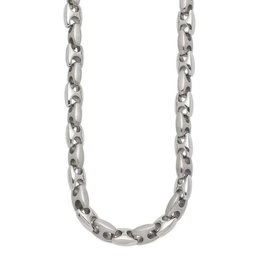 Stainless Steel Chisel Brushed And Polished Chain Necklace