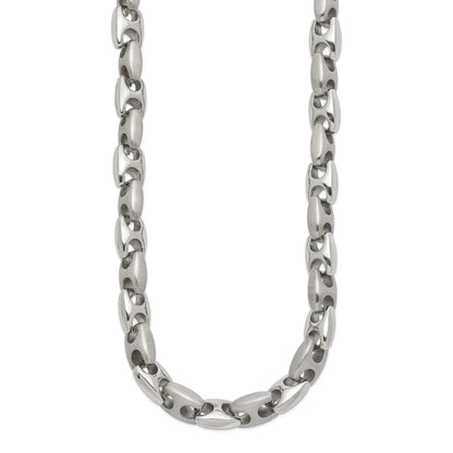 Stainless Steel Chisel Brushed And Polished Chain Necklace
