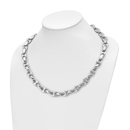 Stainless Steel Chisel Brushed And Polished Chain Necklace