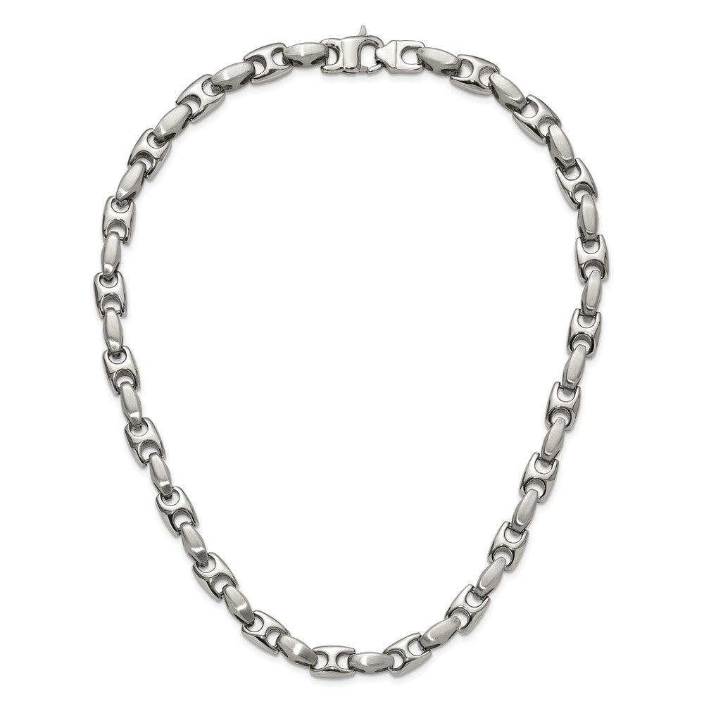 Stainless Steel Chisel Brushed And Polished Chain Necklace