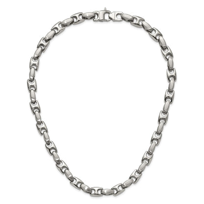 Stainless Steel Chisel Brushed And Polished Chain Necklace
