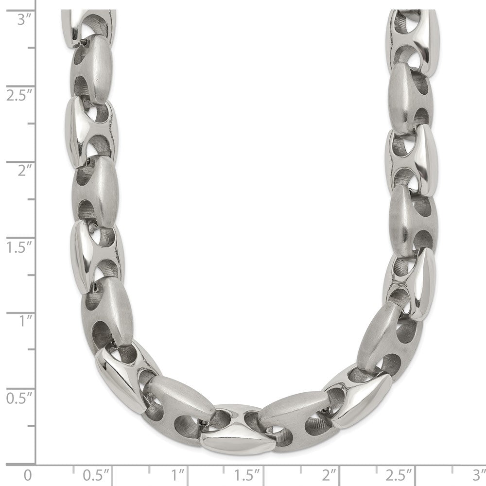 Stainless Steel Chisel Brushed And Polished Chain Necklace