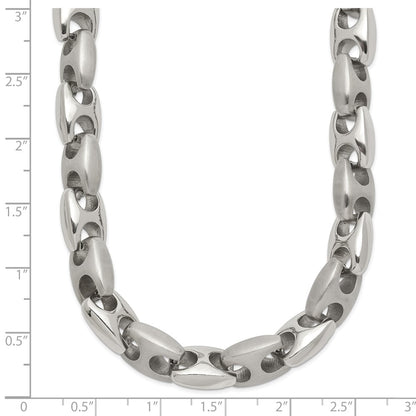 Stainless Steel Chisel Brushed And Polished Chain Necklace
