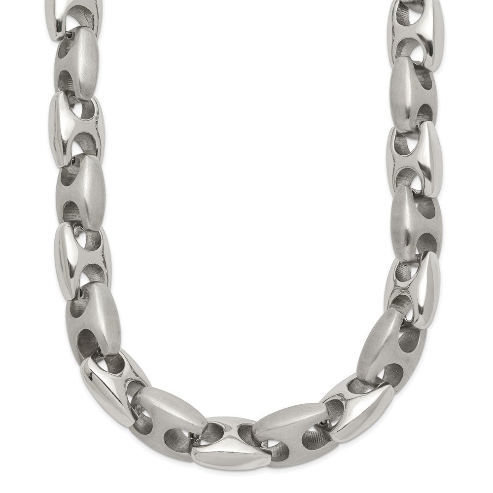 Stainless Steel Chisel Brushed And Polished Chain Necklace