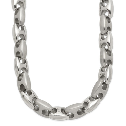Stainless Steel Chisel Brushed And Polished Chain Necklace