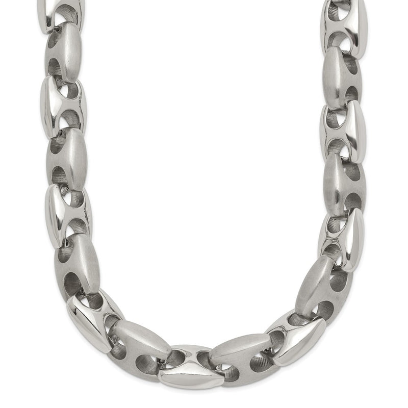 Stainless Steel Chisel Brushed And Polished Chain Necklace