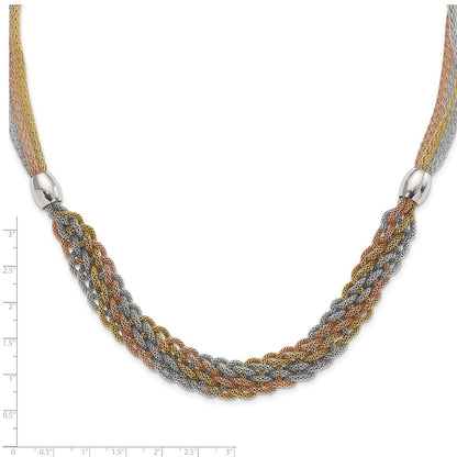 Stainless Steel Yellow & Rose Ip-Plated Braided Mesh Necklace
