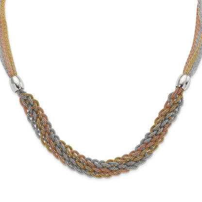 Stainless Steel Yellow & Rose Ip-Plated Braided Mesh Necklace