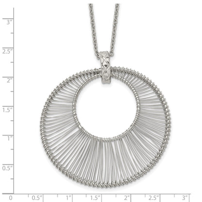 Stainless Steel Polished Wire Circle 16.5In W/2In Ext Necklace