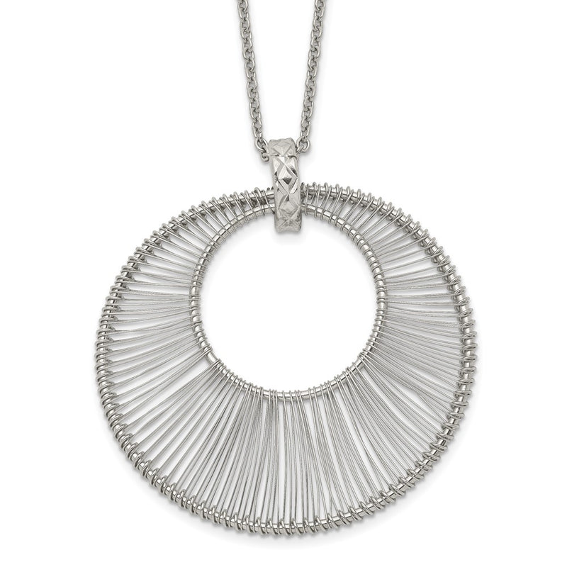 Stainless Steel Polished Wire Circle 16.5In W/2In Ext Necklace