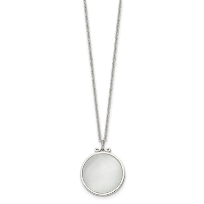 Stainless Steel Polished White Cat'S Eye Reversible 18.25In Necklace