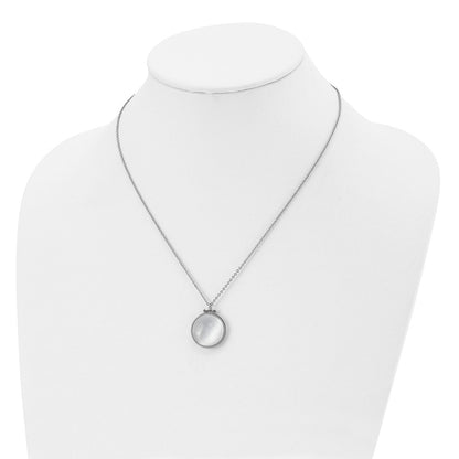 Stainless Steel Polished White Cat'S Eye Reversible 18.25In Necklace