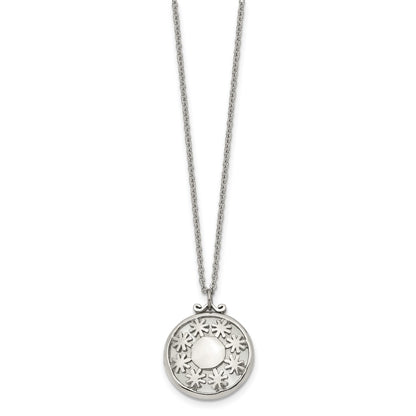 Stainless Steel Polished White Cat'S Eye Reversible 18.25In Necklace