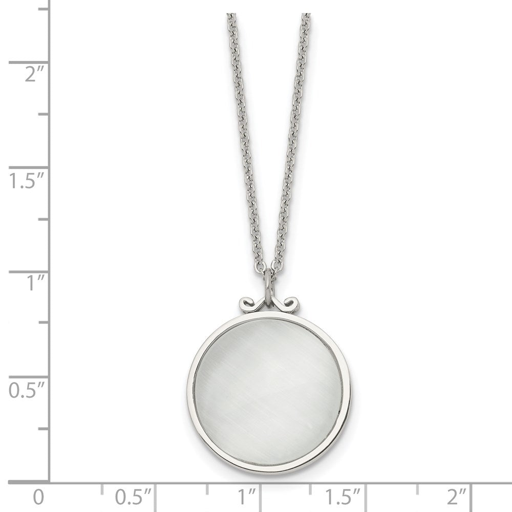 Stainless Steel Polished White Cat'S Eye Reversible 18.25In Necklace