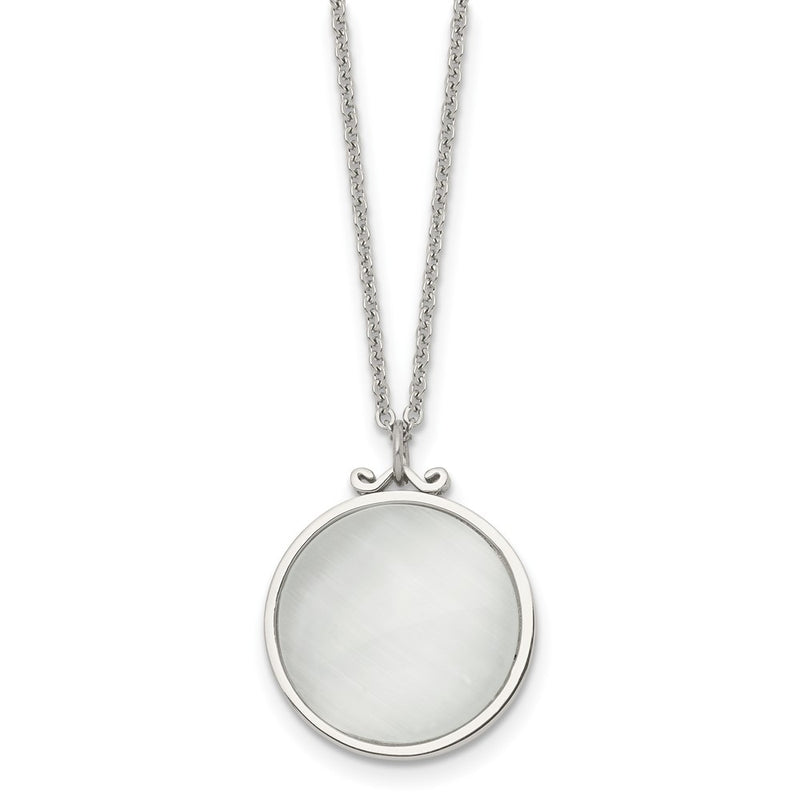 Stainless Steel Polished White Cat'S Eye Reversible 18.25In Necklace