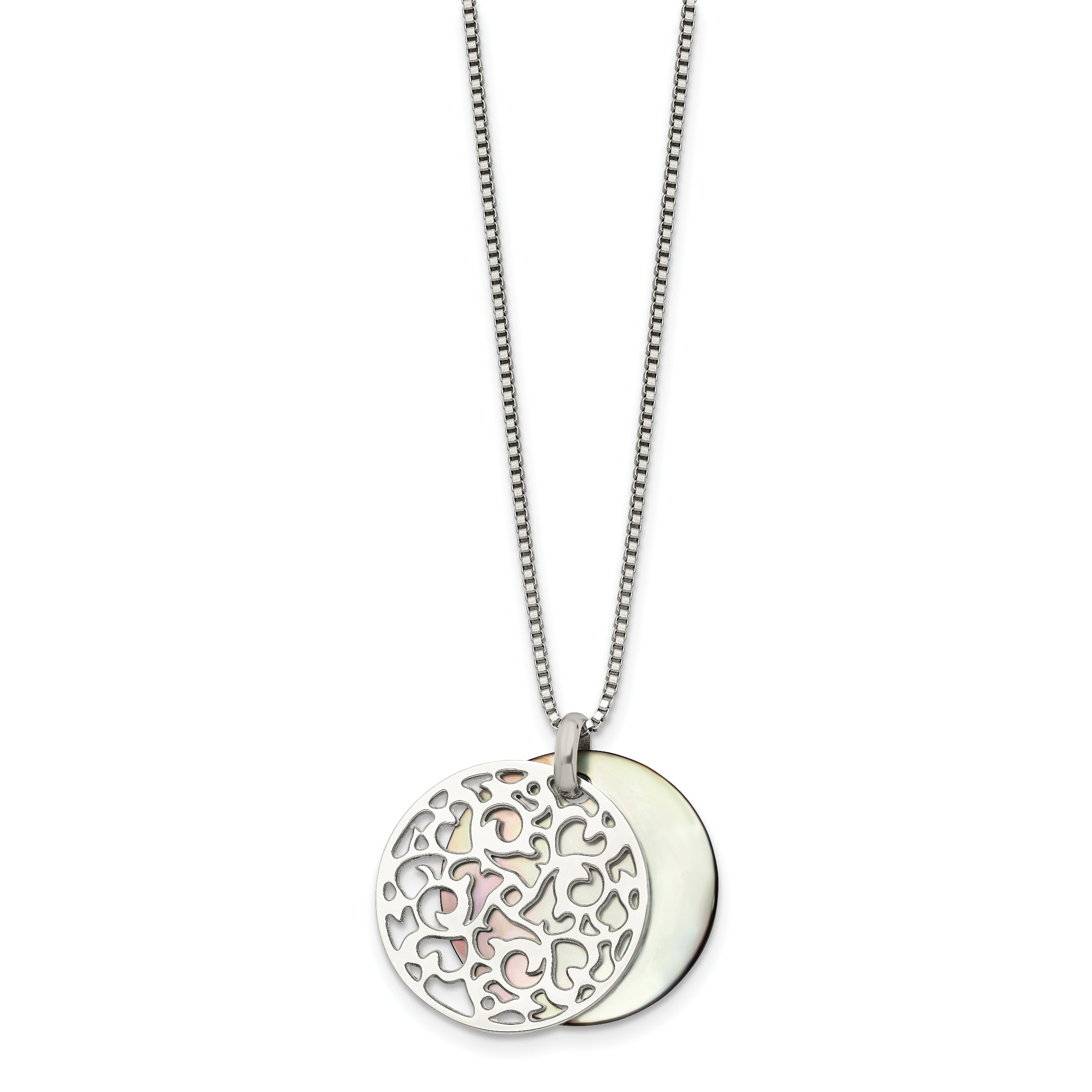 Stainless Steel Polished Mother Of Pearl 18In Necklace