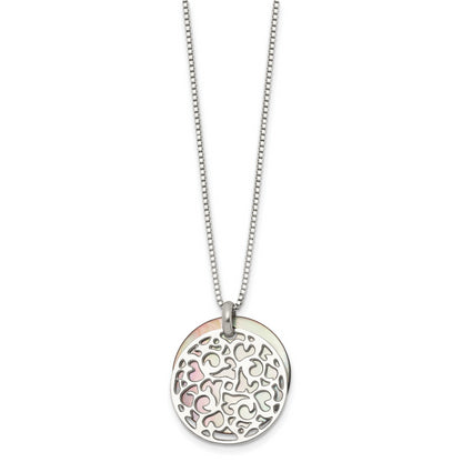 Stainless Steel Polished Mother Of Pearl 18In Necklace