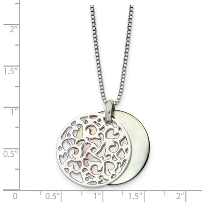 Stainless Steel Polished Mother Of Pearl 18In Necklace