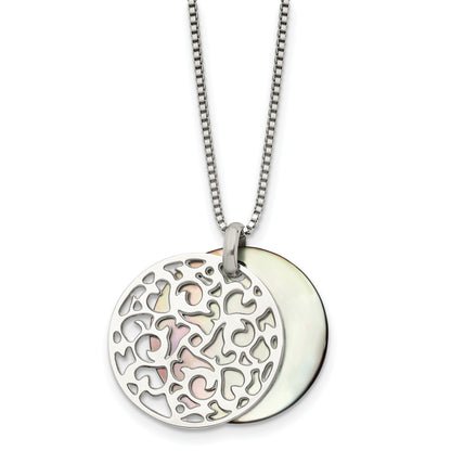 Stainless Steel Polished Mother Of Pearl 18In Necklace