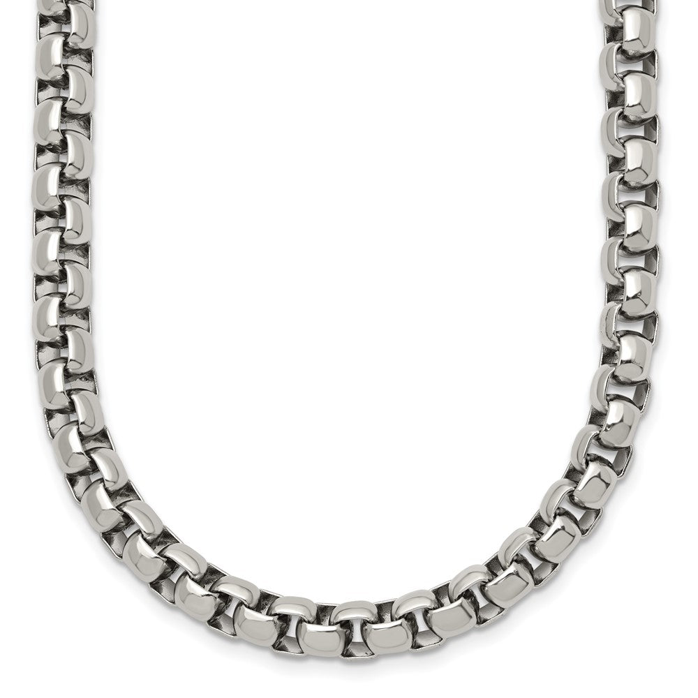 24 Inch Chisel Stainless Steel Chisel Polished 24 Inch Rounded Box Chain Necklace ...