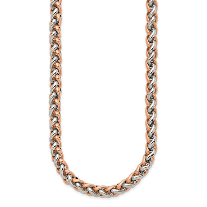 Stainless Steel Chisel Polished Rose Ip-Plated Chain Necklace