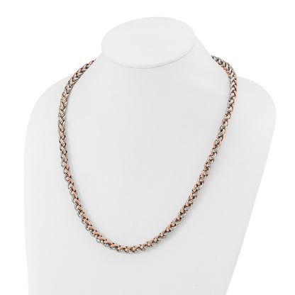 Stainless Steel Chisel Polished Rose Ip-Plated Chain Necklace