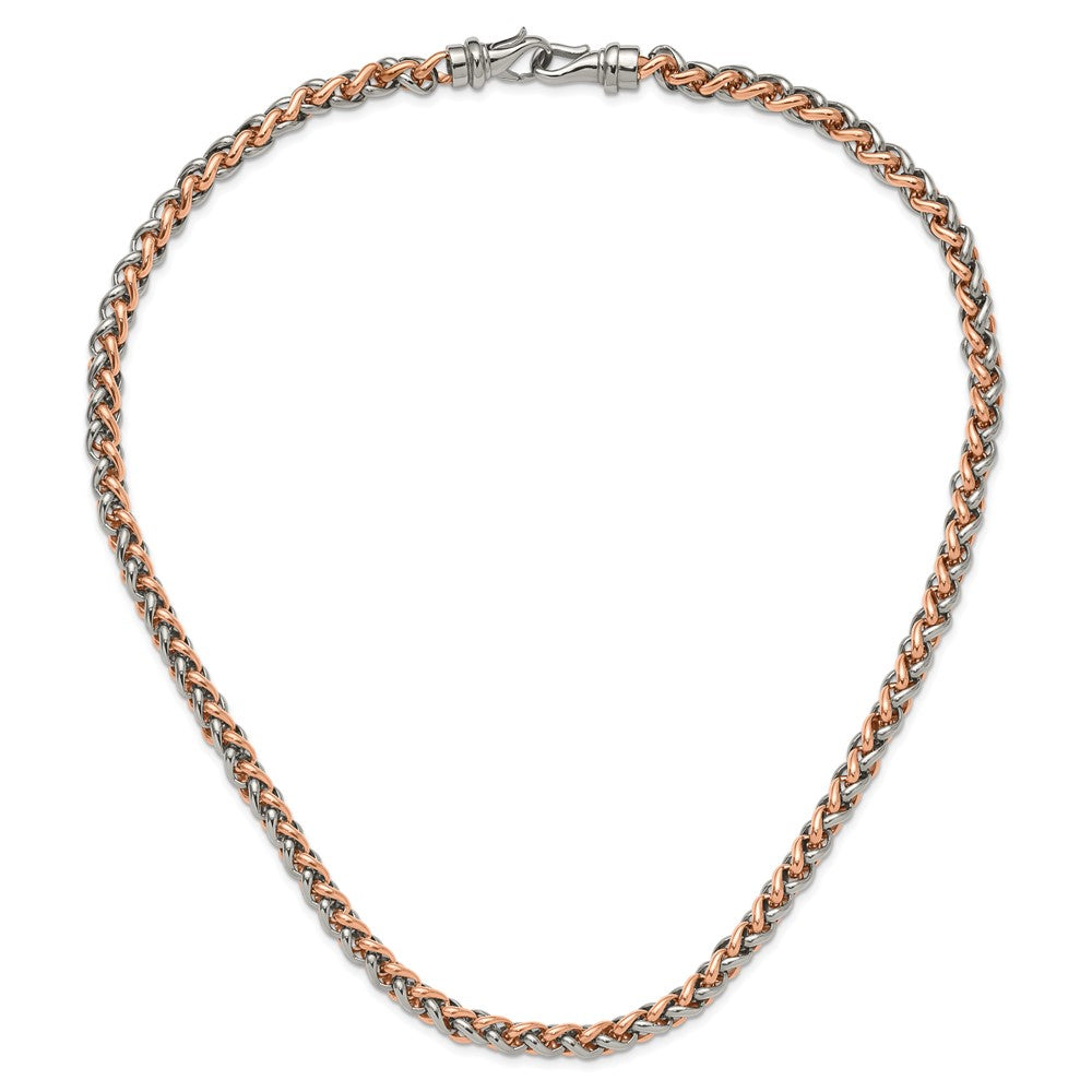 Stainless Steel Chisel Polished Rose Ip-Plated Chain Necklace