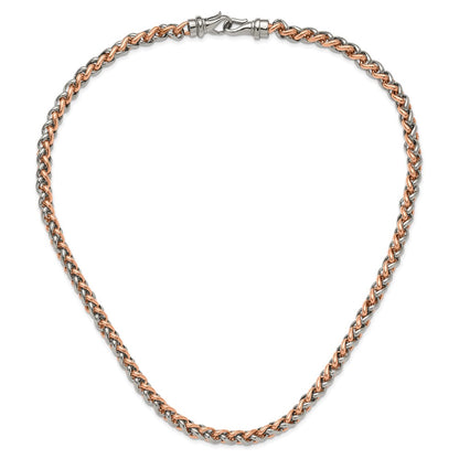 Stainless Steel Chisel Polished Rose Ip-Plated Chain Necklace