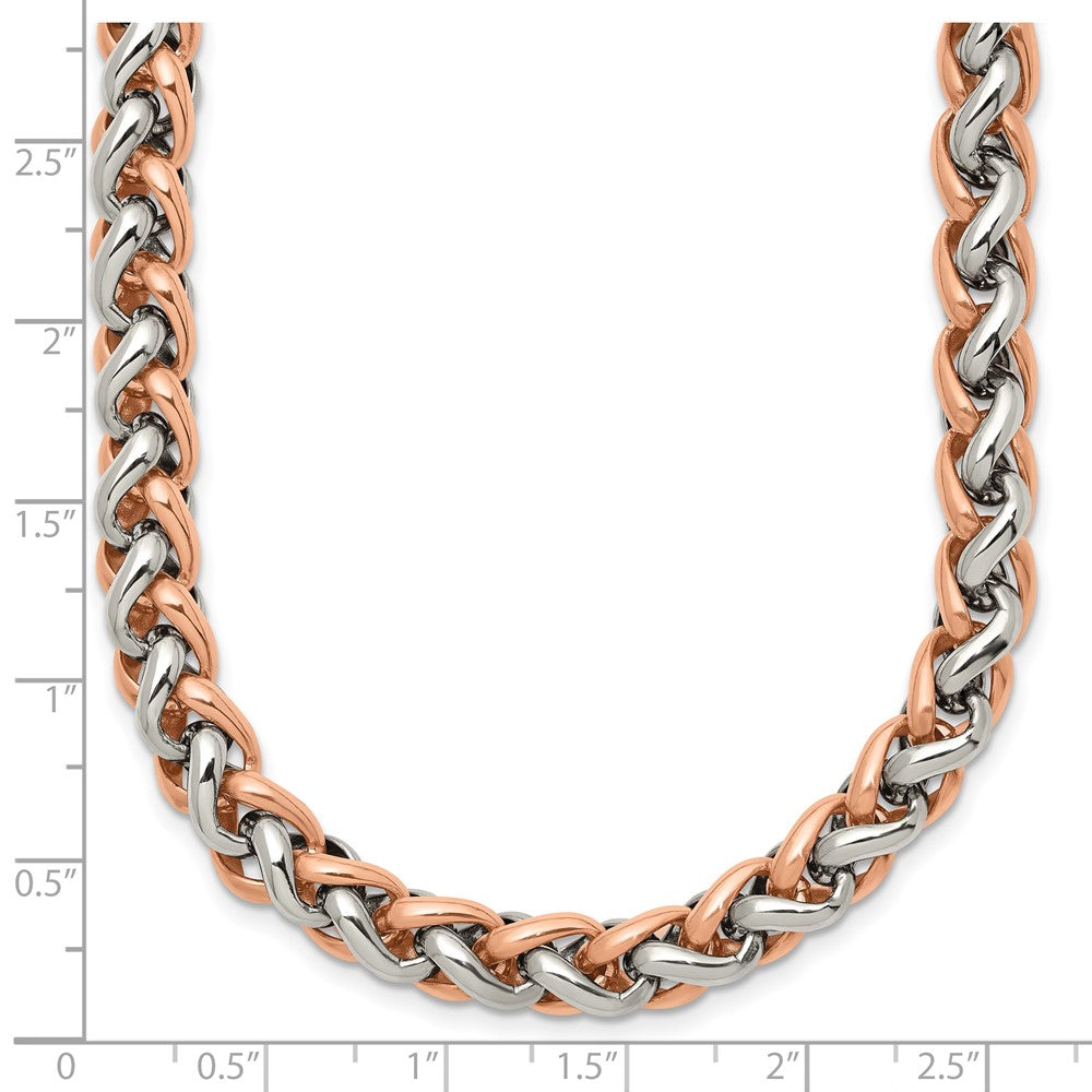 Stainless Steel Chisel Polished Rose Ip-Plated Chain Necklace