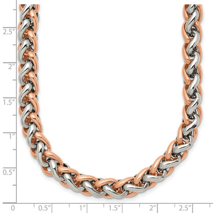 Stainless Steel Chisel Polished Rose Ip-Plated Chain Necklace