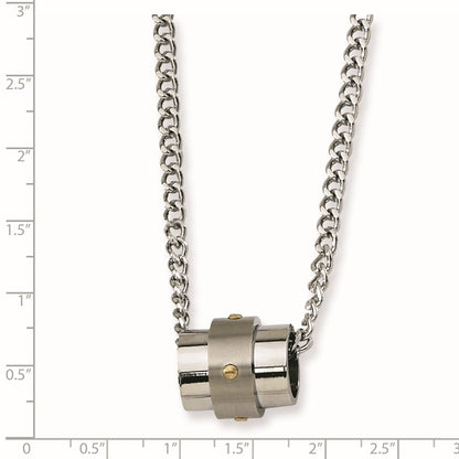 Stainless Steel Yellow Ip-Plated Accent Necklace