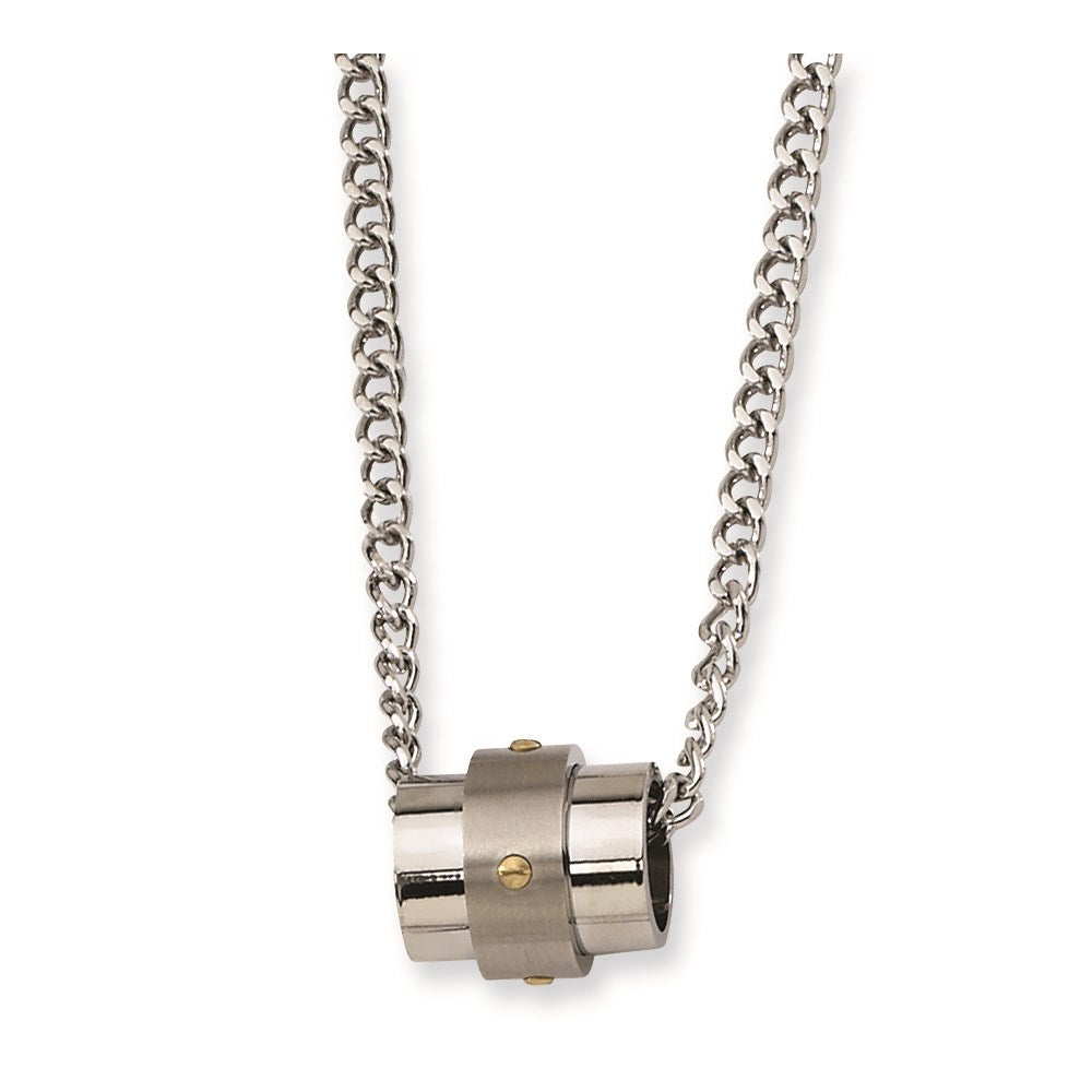 Stainless Steel Yellow Ip-Plated Accent Necklace