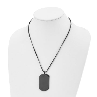 Stainless Steel Chisel Polished Black Ip-Plated Dog Tag On A 20 Inch Ball Chain Necklace