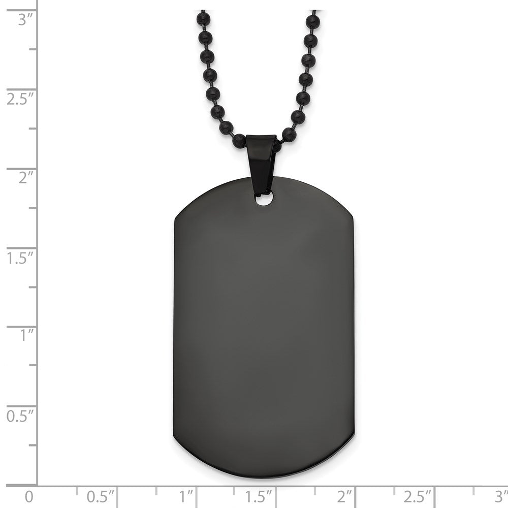 Stainless Steel Chisel Polished Black Ip-Plated Dog Tag On A 20 Inch Ball Chain Necklace
