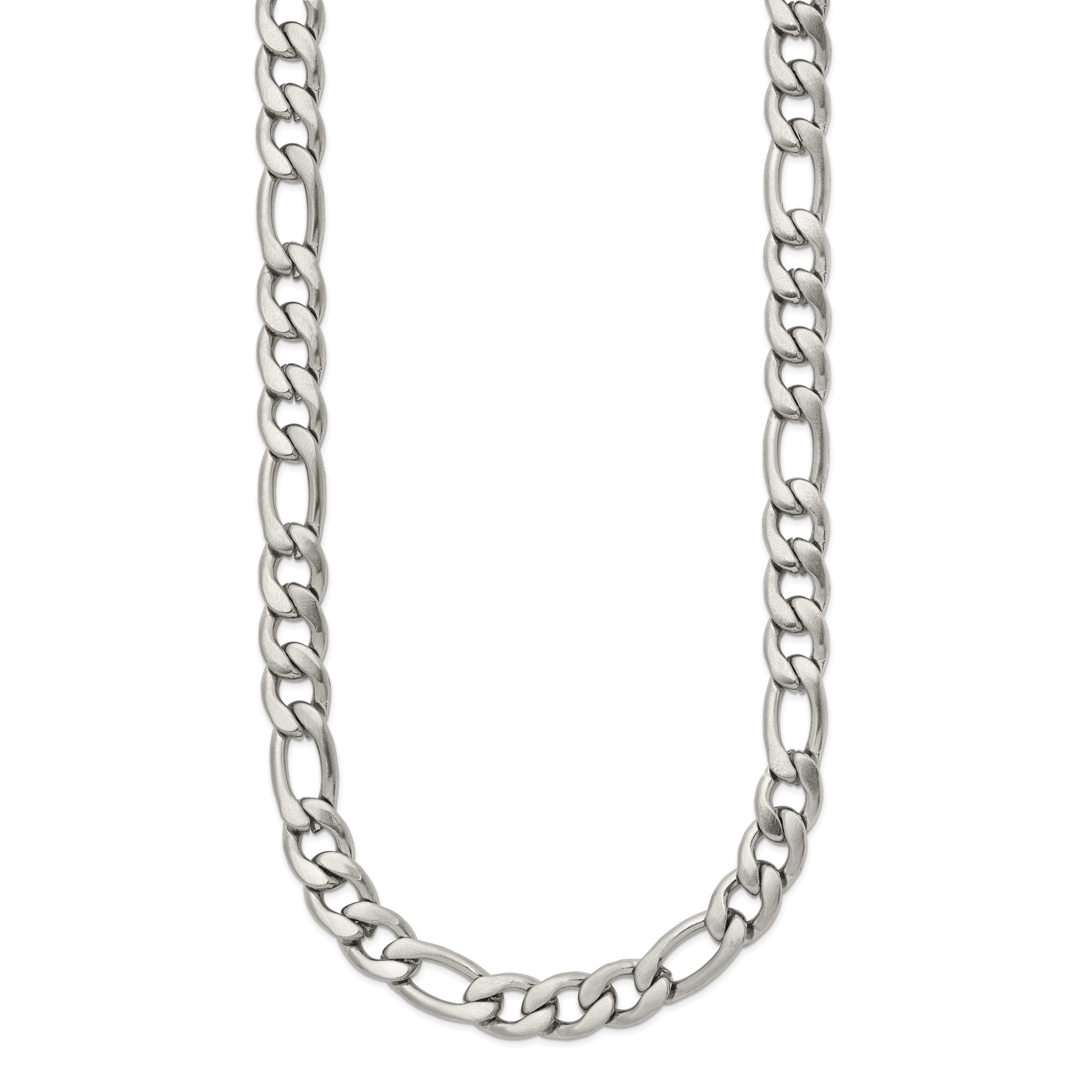 Stainless Steel Chisel Satin 7mm 18 Inch Figaro Chain