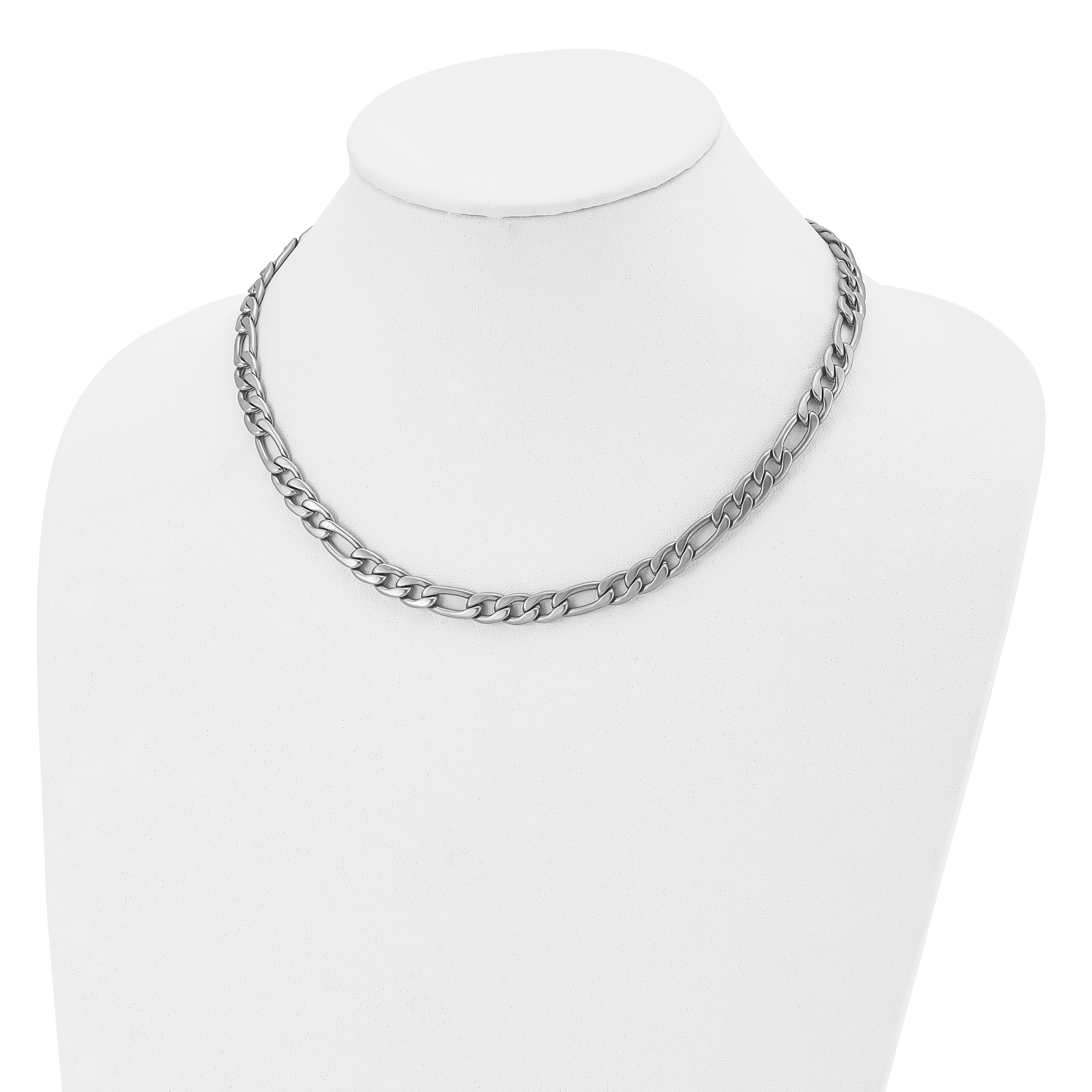 Stainless Steel Chisel Satin 7mm 18 Inch Figaro Chain