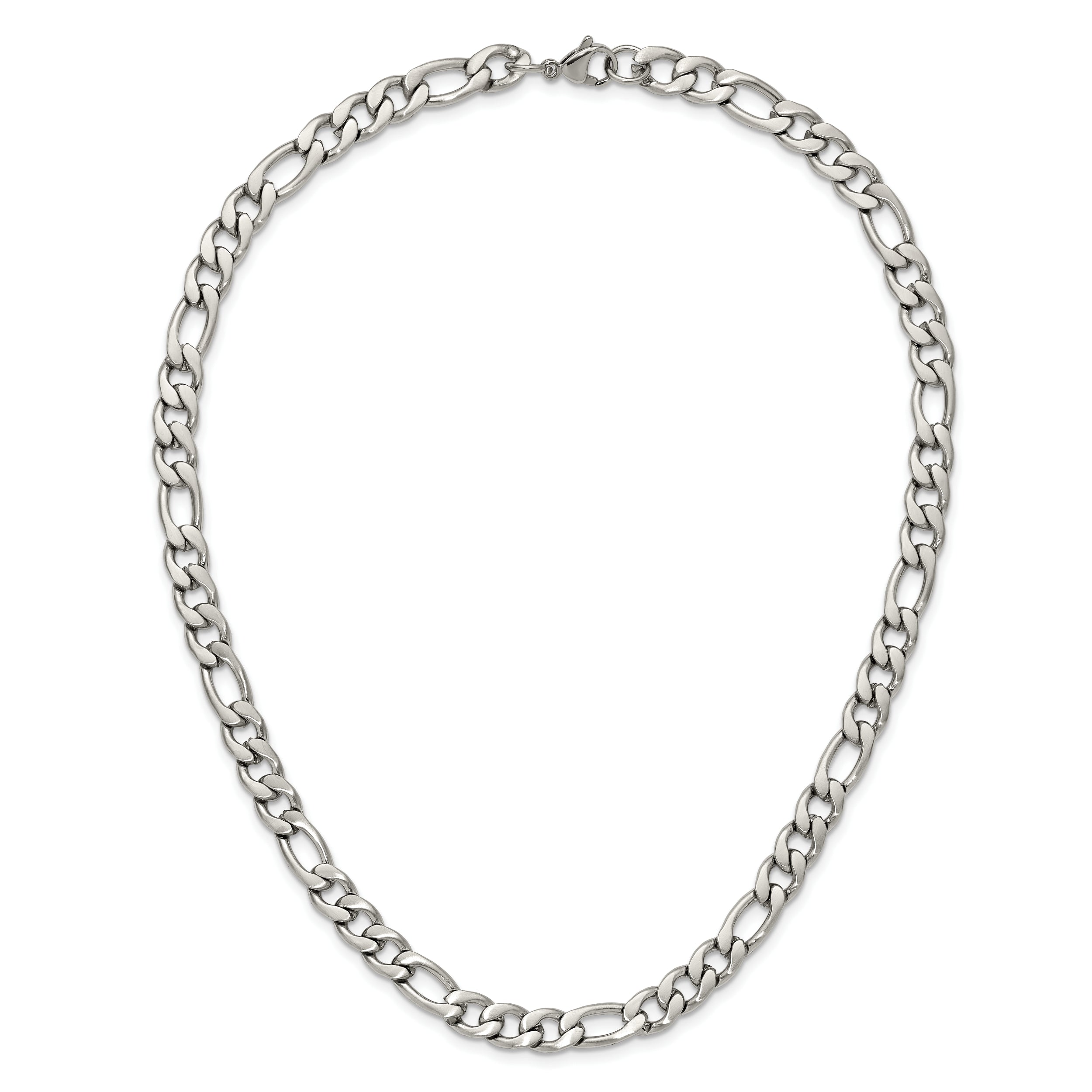 Stainless Steel Chisel Satin 7mm 18 Inch Figaro Chain