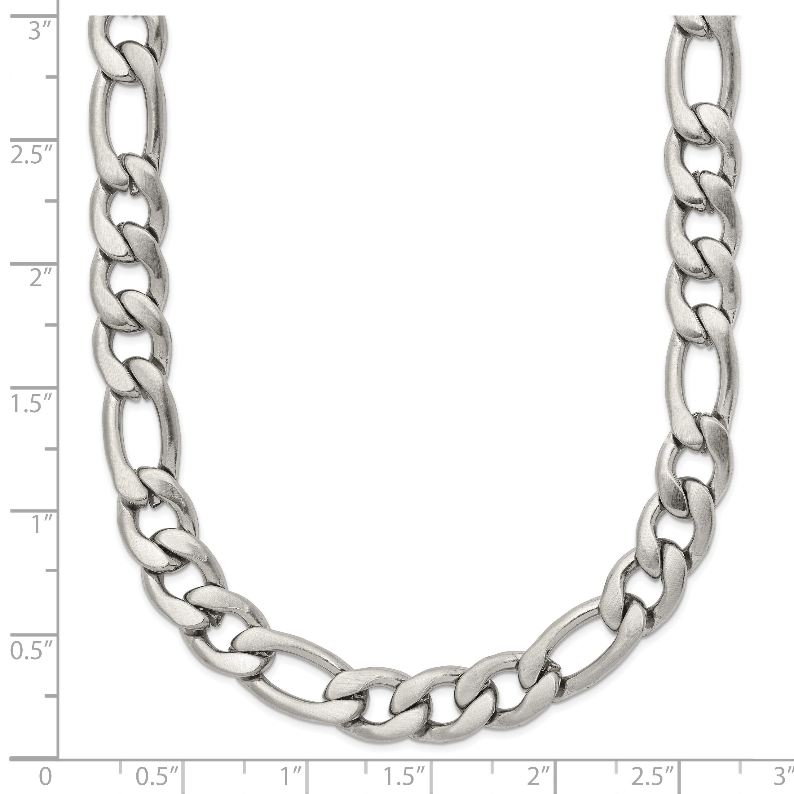 Stainless Steel Chisel Satin 7mm 18 Inch Figaro Chain