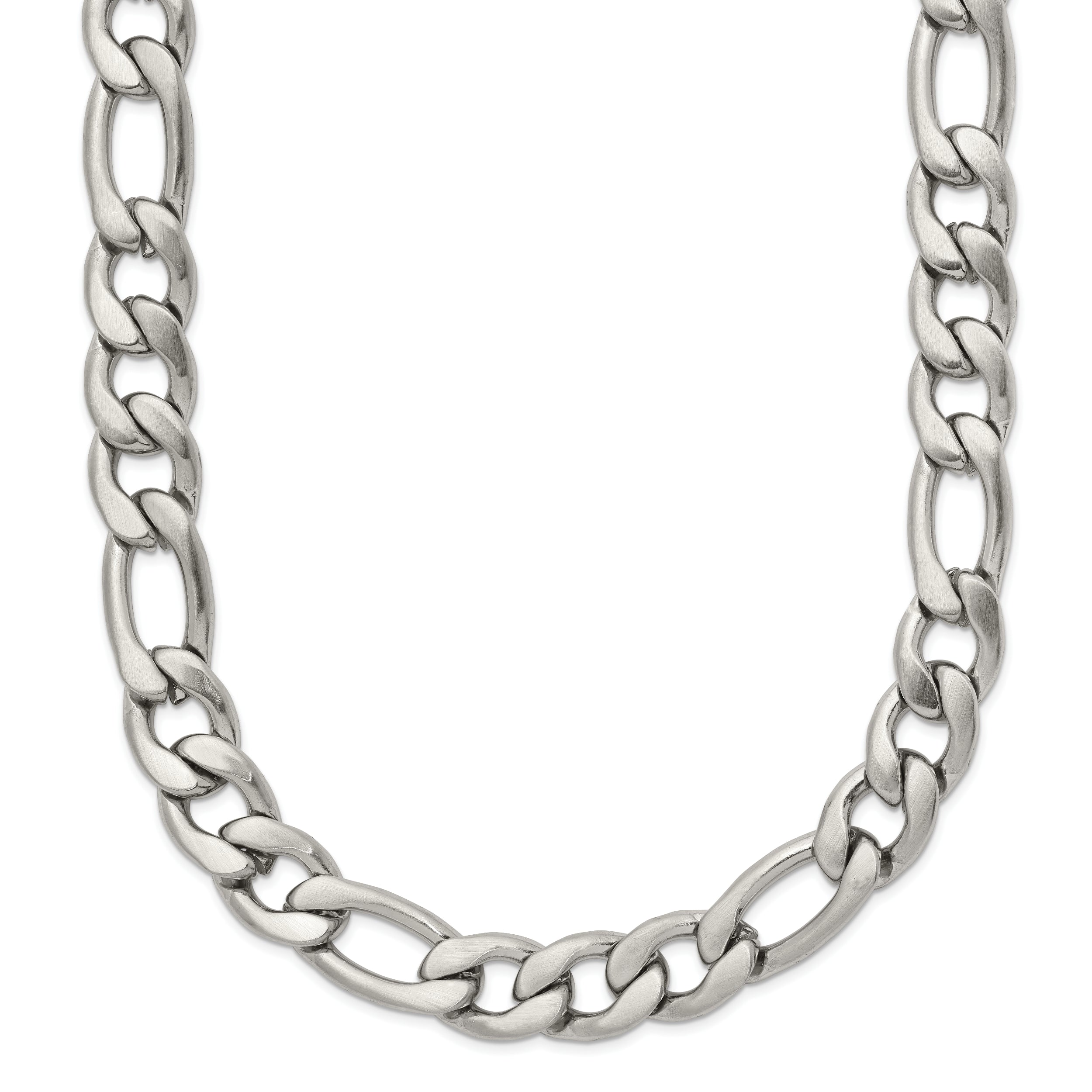 Stainless Steel Chisel Satin 7mm 18 Inch Figaro Chain