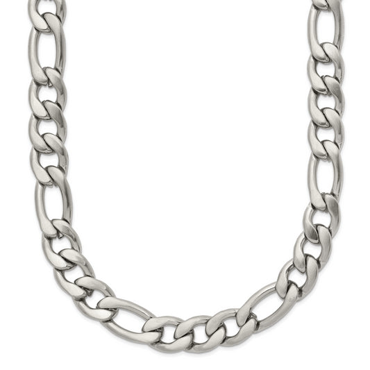 Stainless Steel Chisel Satin 7mm 18 Inch Figaro Chain